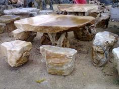 โต๊ะชุดหินตัดแก้วลายไม้