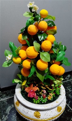 ต้นส้มจีนมงคล งานประดิษฐ์จากดินปั้นมือ (Handmade)