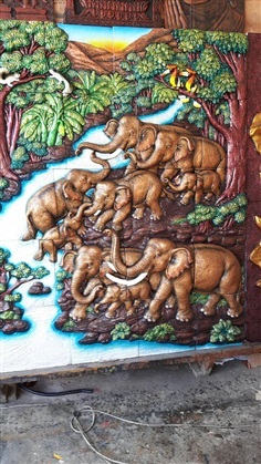 ช้าง9เชือกแนวตั้งสีอะคิลิค