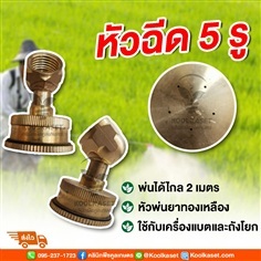 หัวฉีด 5 รู พุ่งไกล 2 เมตร หัวพ่นยาทองเหลือง