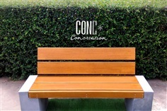 ม้านั่งพนังพิง ไม้ไฟเบอร์ซีเมนต์ สีไม้สัก l Eco wood l