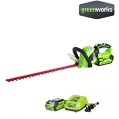 เครื่องเล็มพุ่มแบตเตอรี่ GREENWORKS 40V แบตเตอรีและแท่นชาร์จ