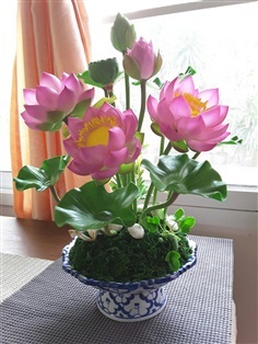 ดอกไม้ประดิษฐ์จากดินไทย(บัวหลวงสีชมพู)