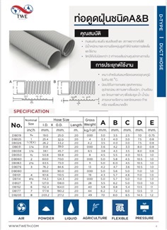 ท่อดูดฝุ่น DUCT HOSE 5&quot; 20 เมตร / 1 ม้วน