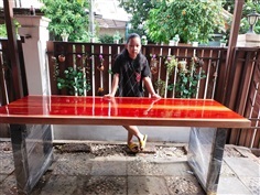 (ขายแล้ว)โต๊ะไม้รักแดง  ไม้มงคล หายาก 210 cm.