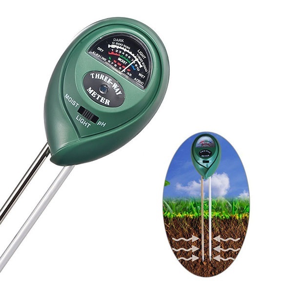 เครื่องวัดดิน 3in1 ใช้วัด pH ดิน, ความชื้นดิน และค่าแสงแดด