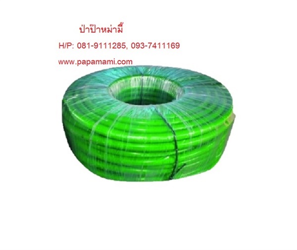 สายยางสีเขียวมัน เคลือบ UV เกรดเอ 4หุนx100เมตรx2มม.