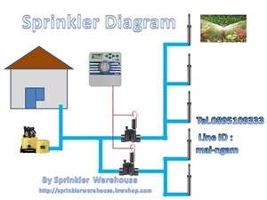 Sprinkler Diagram แผนผังการต่ออุปกรณ์รดน้ำต้นไม้อัตโนมัติ แบบง่าย