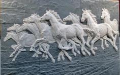 ม้า 8 อาชา พื้นสีแกรนิต ม้าขาว | SandysoftArt - พระโขนง กรุงเทพมหานคร