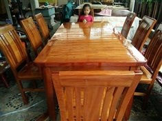 โต๊ะอาหารไม้แดง ก100xย200 + เก้าอี้ 8 ตัว