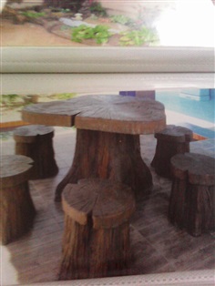 โต๊ะปูนลายไม้