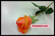(ดอกไม้ปลอม)ดอกกุหลาบปลอมสีส้ม ดอกขนาด 5 cm ราคาถูก