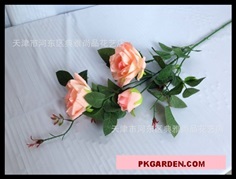 (ดอกไม้ปลอม)ดอกกุหลาบปลอมมสีโอรสช่อ 3 ดอก ราคาถูก