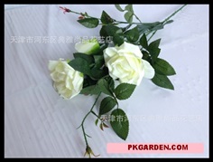 (ดอกไม้ปลอม)ดอกกุหลาบปลอมมสีขาวช่อ 3 ดอก ราคาถูก