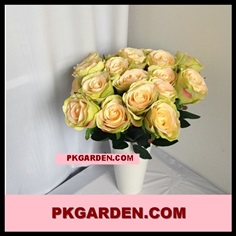 (ดอกไม้ปลอม)ดอกกุหลาบสีโอรสช่อ 7 ดอก ราคาถูก คุณภาพดี