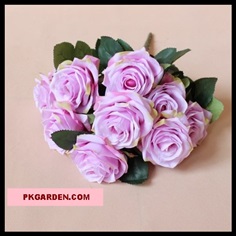 (ดอกไม้ปลอม)ดอกกุหลาบสีม่วงอ่อนช่อ 10 ดอกราคาถูกคุณภาพดี | PK Garden - จตุจักร กรุงเทพมหานคร