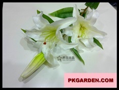(ดอกไม้ปลอม)ดอกลิลลี่ PUสีขาว ก้านยาว ราคาถูกคุณภาพดี