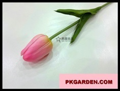 (ดอกไม้ปลอม)ดอกทิวลิป PUสีชมพู ราคาถูก คุณภาพดี