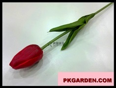 (ดอกไม้ปลอม)ดอกทิวลิป PUสีชมพูแดง ราคาถูก คุณภาพดี