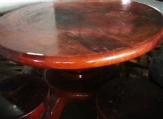 โต๊ะไม้มะค่า หน้าโต๊ะไม้แผ่นเดียว เส้นผ่านศูนย์กลาง 1.40 ม. | nitchayaphat - ท่าม่วง กาญจนบุรี