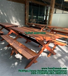 โต๊ะโรงอาหารไม้ขาเอ็กซ์ โต๊ะร้านอาหารไม้ขาเอ็กซ์