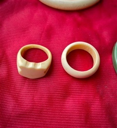 แหวนงา แหวนงาทรงกลม และรูปโล่ ผิวเรียบ วงในขนาด18ม