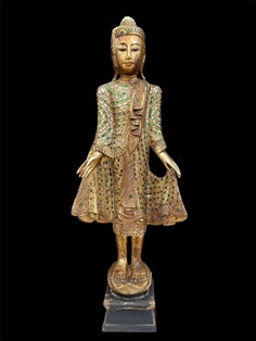 พระพุทธรูป พระไม้โบราณ ปางเปิดโลก ศิลปะล้านนา