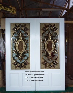 ประตูกระจกนิรภัยไม้สัก ประตูไม้สักทอง รหัส GBBB 115 | goldwoodland_โกลด์วู๊ดแลนด์ - สูงเม่น แพร่