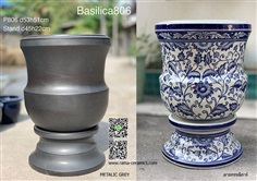 อ่างบัวเซรามิคขนาดใหญ่ พร้อมฐานรอง (Bazilica 806L)ลายกรรณิกา