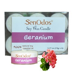 SenOdos เทียนหอม เทียนทีไลท์ กลิ่นเจอร์เรเนียมแท้ 15g.