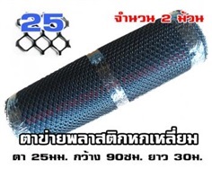  ตาข่ายพลาสติก หกเหลี่ยม ตา25มม. สีดำ 0.90*30ม. 2ม้วน  