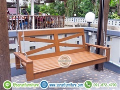 ที่นั่งชิงช้า เก้าอี้ชิงช้าไม้เต็ง ทำสีไม้สัก SR-005 | Sarunfurniture - หนองเสือ ปทุมธานี