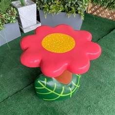 เก้าอี้ปูนรูปดอกไม้สีชมพู ม้านั่งรูปดอกไม้เก้าอี้สนาม 