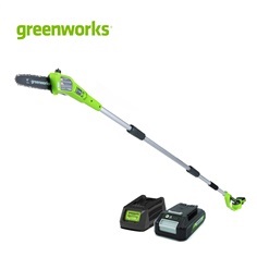 Greenworks เครื่องตัดกิ่งไม้สูงไร้สาย ขนาด 24V พร้อมแบตเตอรี