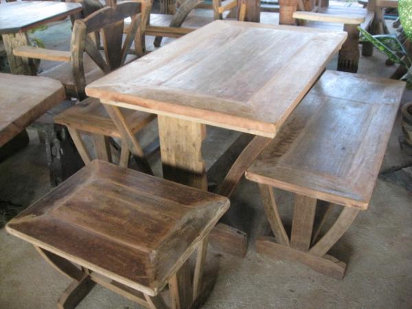 ชุดโต๊ะอาหารไม้โบราณ ขนาด 80*100 ซม.  | แสงเกษตร - ประจันตคาม ปราจีนบุรี