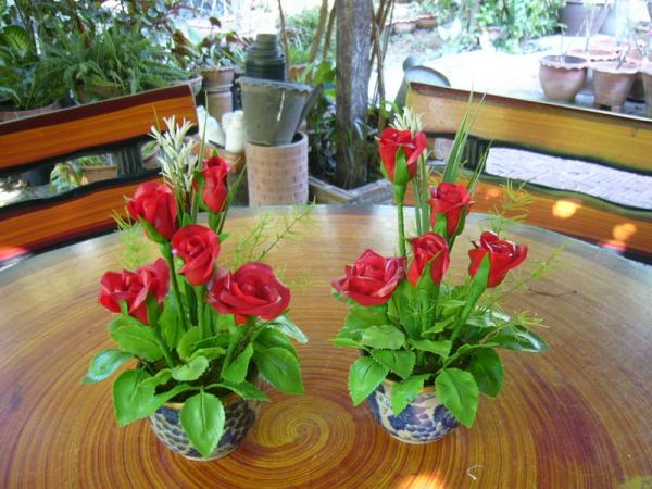 ดอกไม้ประดิษฐ์จากดินไทย(กุหลาบ) | ป้าอร การ์เด้น  - ชัยบาดาล ลพบุรี