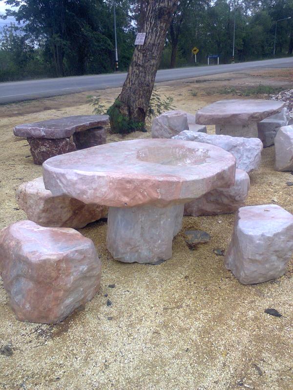 โต๊ะชุดหินตัดสีขาวชมพู | ชัดชัย หินประดับ - เมืองกาญจนบุรี กาญจนบุรี