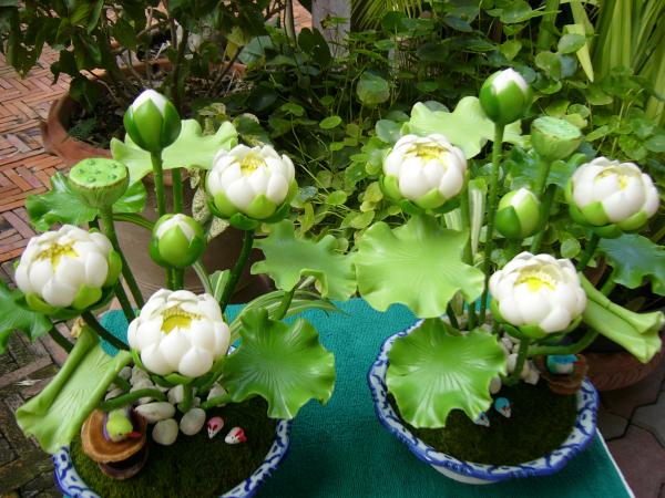 ดอกไม้ประดิษฐ์จากดินไทย(บัวหลวง) | ป้าอร การ์เด้น  - ชัยบาดาล ลพบุรี