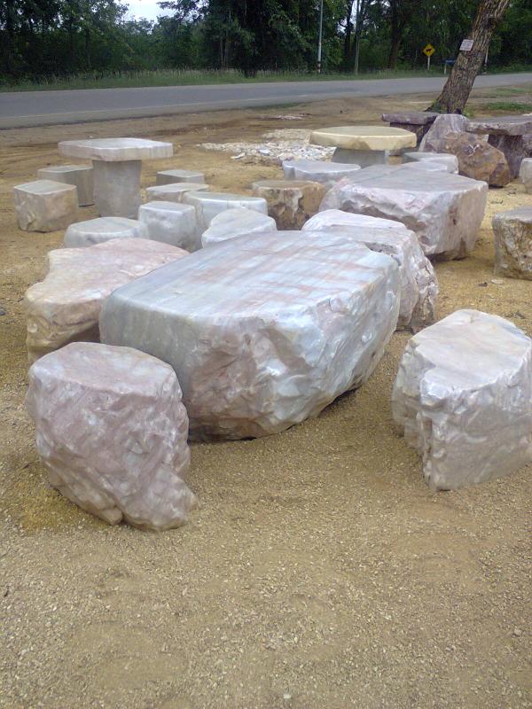 โต๊ะชุดหินตัด,ตัวตันสีขาวชมพู | ชัดชัย หินประดับ - เมืองกาญจนบุรี กาญจนบุรี