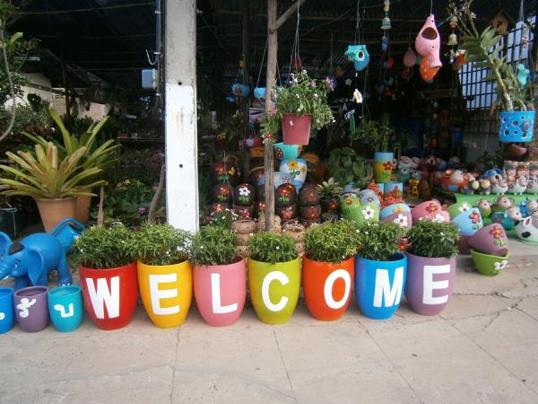 กระถางชุด Welcome และ ยินดีต้อนรับ