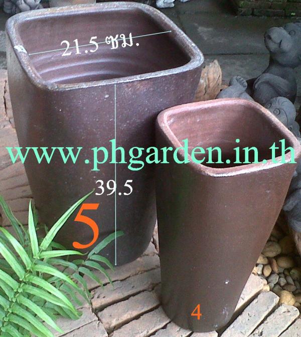 กระถางเผาดำปากสี่เหลี่ยม5 | Pornchai Horticulture(สวนพรชัย) - บางใหญ่ นนทบุรี