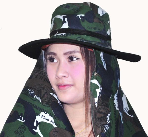 หมวกปีกคลุมหน้า หมวกคลุมหน้าลายทหาร | Infinity Hat Thailand - บางนา กรุงเทพมหานคร