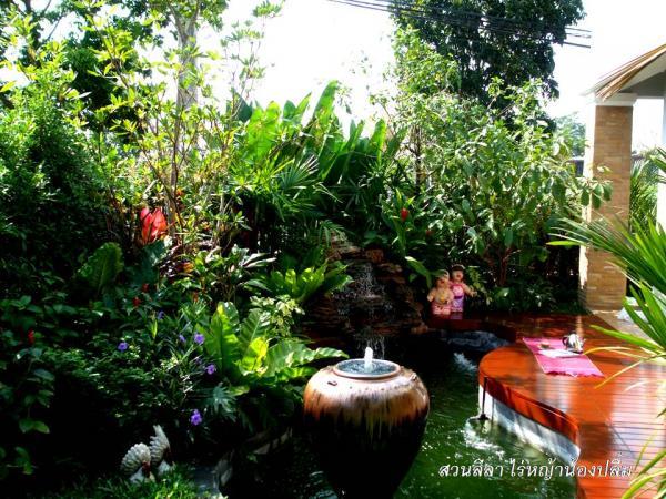 ผลงานจัดสวน,น้ำล้น | สวนลีลา ไร่หญ้าน้องปลื้ม - เมืองปทุมธานี ปทุมธานี