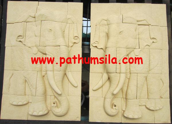 ช้างมงคล (งานแผ่นติดผนัง) Elephant Sculpture  | PATHUMSILA GALLERY - คลองหลวง ปทุมธานี