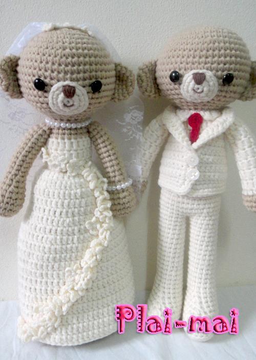 Wedding Bear 1 (15") | ปลายไหม ตุ๊กตาไหมพรม - สันทราย เชียงใหม่