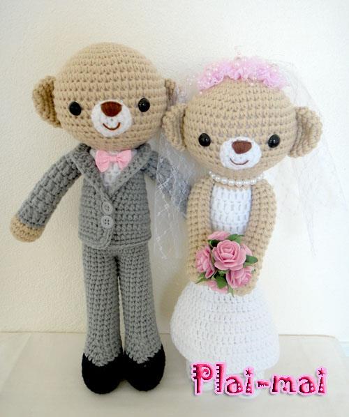 Wedding Bear 2 (15") | ปลายไหม ตุ๊กตาไหมพรม - สันทราย เชียงใหม่