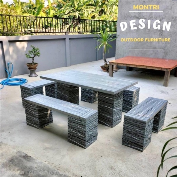 ชุด 8 ที่นั่ง สไตล์โมเดิร์น ขนาด 150*80 cm. สีเทาสลัดขาวดำ | มนตรีศิลป์ - ลาดกระบัง กรุงเทพมหานคร