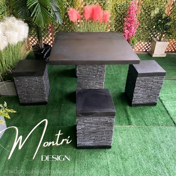 ชุด 4 ที่นั่ง  สินค้าทำจากปูน สีดำ - ขาเทา | มนตรีศิลป์ - ลาดกระบัง กรุงเทพมหานคร