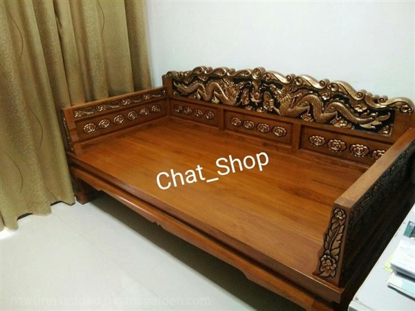 แหย่งไม้สักทอง แกะสลักลายมังกร  | ร้าน Chat_Shop  (เฟอร์นิเจอร์ไม้)  - บางใหญ่ นนทบุรี