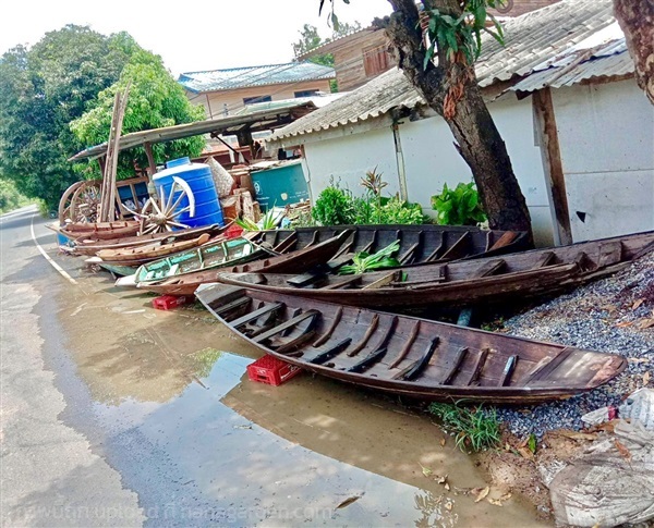 เรือไม้สักโบราณ เรือพายไม้สักขนาดเกือบ4เมตร พร้อมซ | ร้านวังโบราณ - บางบัวทอง นนทบุรี